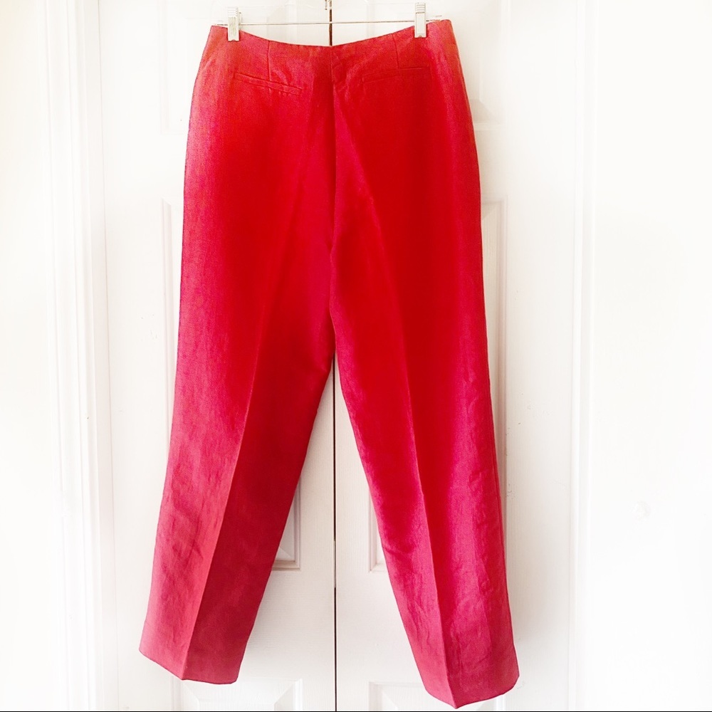 Evelyn & Arthur Womens Red Linen Silk Lined Dress Pants Slacks Trousers Size 8